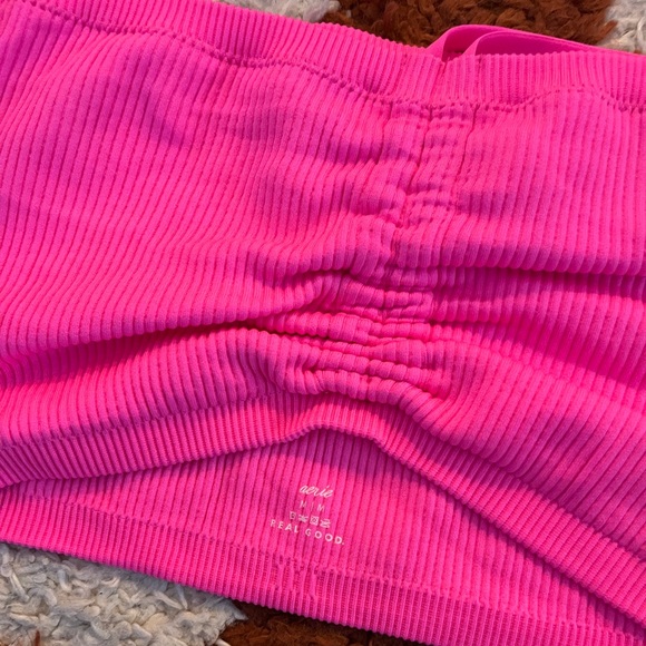 Aerie seamless hot pink ruched halter top - Picture 3 of 5
